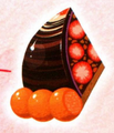 The Dark Matter dense chocolate and fruit cake in Kirby: The Strange Sweets Island