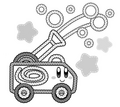 Illustration of Kirby with the Fire Engine transformation from Kirby: Big Trouble in Patch Land!