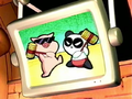 One of the T.V. shows featuring a cartoon pig and panda fighting with hammers