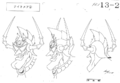 Animator sheet showing front, side, and back of head