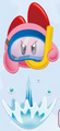 Artwork of Kirby using the Water Gun from Kirby: Squeak Squad