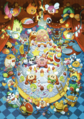 Artwork for Kirby's 20th Anniversary, where Poppy Bros. Jr. juggles three fruits