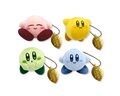 Set of four mini plushies of differently colored Kirbys made of corduroy material