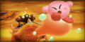 Pyribbit's tongue catching Kirby