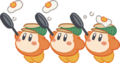 Three Waddle Dees flipping eggs