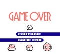 The Game Over screen in the Super Game Boy version.