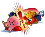 Kirby and Waddle Doo ready to draw.
