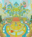 Concept art of Merry Magoland for Kirby's Return to Dream Land Deluxe, featuring some Waddle Dees