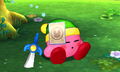 The opening cutscene as a flyer for the tournament lands on Kirby's face