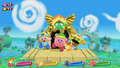 Kirby and three friends complete a stage