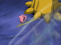 Kirby inhales one of Lovely's razor petals.