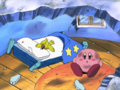Kirby and Tokkori reel from their house being struck by a missile.