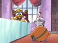 King Dedede and Escargoon are given an inaccurate story of Bonkers by Captain Waddle Doo.