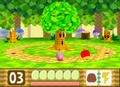 Kirby battles with Whispy Woods and his children