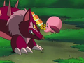 Kirby attempts to use the Galaxia against WolfWrath