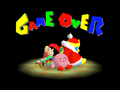 The Game Over screen in Kirby 64: The Crystal Shards