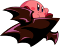 Artwork of Kirby riding atop the Shadow Star from Kirby: Right Back at Ya!