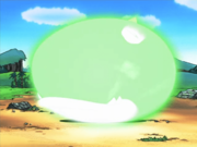Fire Kirby causing Galbo to bloat from the inside in Hatch Me If You Can