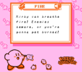 Pause screen for the Fire ability from Kirby's Adventure