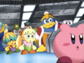 Kirby sets out to defend his friends while the Halberd is forced to hide.