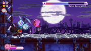 Kirby inhales Metal General EX's spark mines.
