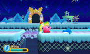 The goal door is in sight, but Kirby will need help crossing the third dimension to reach it.