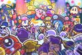 New Year's Eve 2019 illustration from the Kirby JP Twitter, featuring President Haltmann