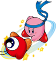 Kirby: Nightmare in Dream Land artwork of Kirby using Throw on a Waddle Doo