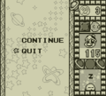 Kirby takes a nap while waiting for the game to resume. (Game Boy)