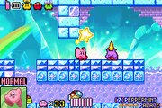 Prank causes Kirby to slip on its banana peel in Peppermint Palace.