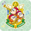 Artwork for "Kirby Pupupu Marching", featuring a Waddle Dee trio playing the saxophone, triangle and trumpet