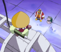 Sasuke works on the robotic King Dedede float.