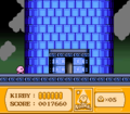 Kirby stands outside the ominous tower.