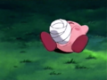Kirby tries and fails to inhale Mumbies.