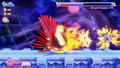 Kirby avoids Grand Doomer EX's burning attack