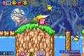 A Blipper leaping out to attack Kirby in Kirby & The Amazing Mirror