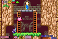 Screenshot of Kirby using a ladder in Kirby & The Amazing Mirror