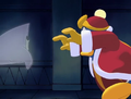 King Dedede charges after the monster, thinking it to be another one of Escargoon's tricks.