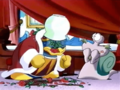 Escargoon accidentally dumps the roses on King Dedede, and expects to be punished.
