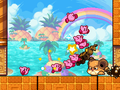 Screenshot of the battle with Hamsturr in Kirby Mass Attack