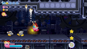 Kirby makes a mad dash for the sinking Energy Sphere.