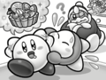 Kirby gets caught up in his thoughts of food.