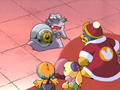 Escargoon show off his new "invincible" shell to King Dedede.