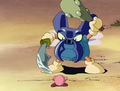 Bugzzy battles Kirby.