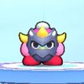 Kirby wearing the Masked Dedede Dress-Up Mask in Kirby's Return to Dream Land Deluxe