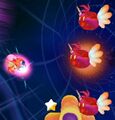 Kirby battling three Dippas in Another Dimension.