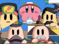 A collage of Kirby and his team