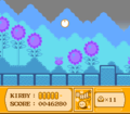Ball Kirby goes bouncing through the tall purple sunflower fields.