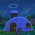 Kirby's house at night in Kirby: Triple Deluxe