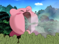 Kirby inhales all of the watermelon bombs.